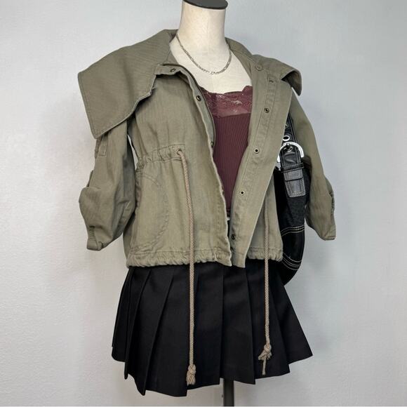 Cropped Utility Jacket Amy Green Hang Ten Size Small Downtown Girl - Picture 2 of 10